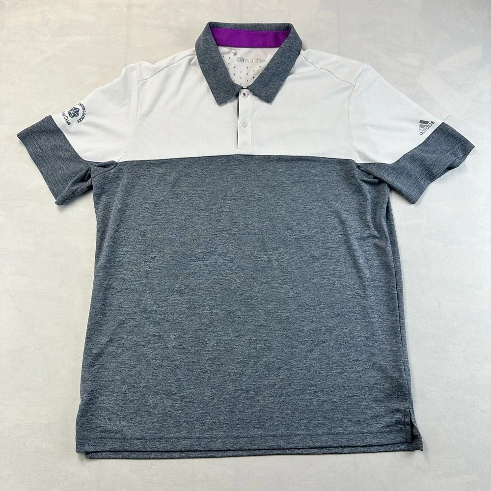 Adidas ClimaChill Golf Polo Shirt Men's Medium Gray White Omni Interlock Club